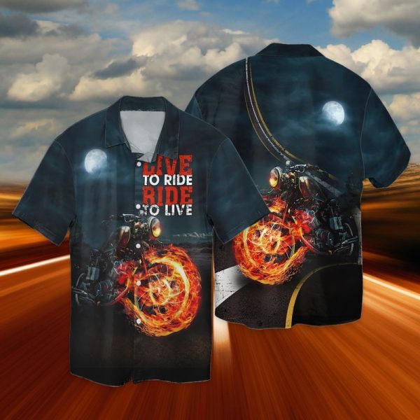 Motorcycle Fire Live To Ride Ride To Love Hawaiian Shirt | For Men & Women | HL2870