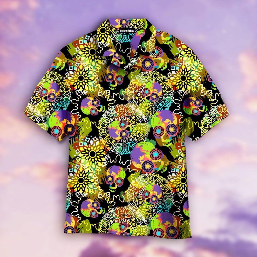 Multicolor Skulls Hawaiian Shirt | For Men &amp; Women | WT2047