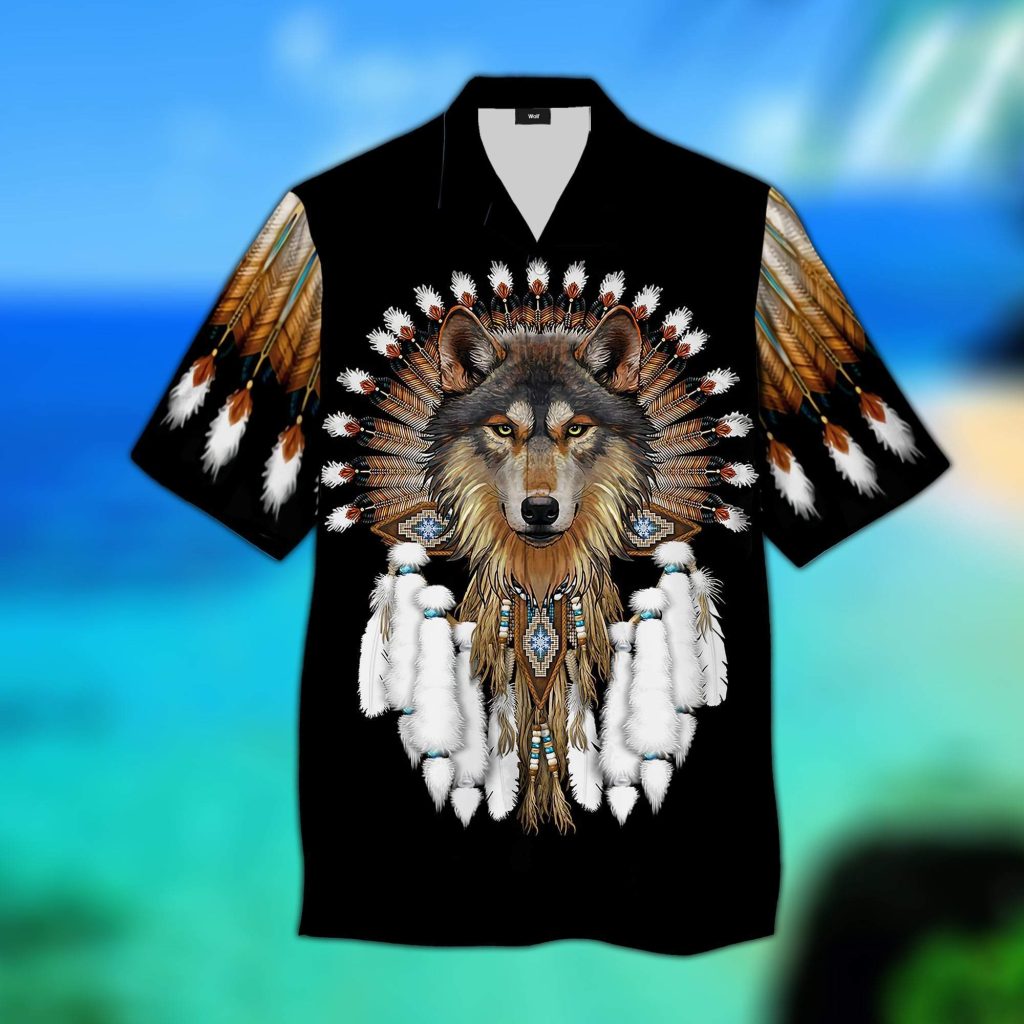 Native American Wolf Hawaiian Shirt | For Men & Women | HW3004