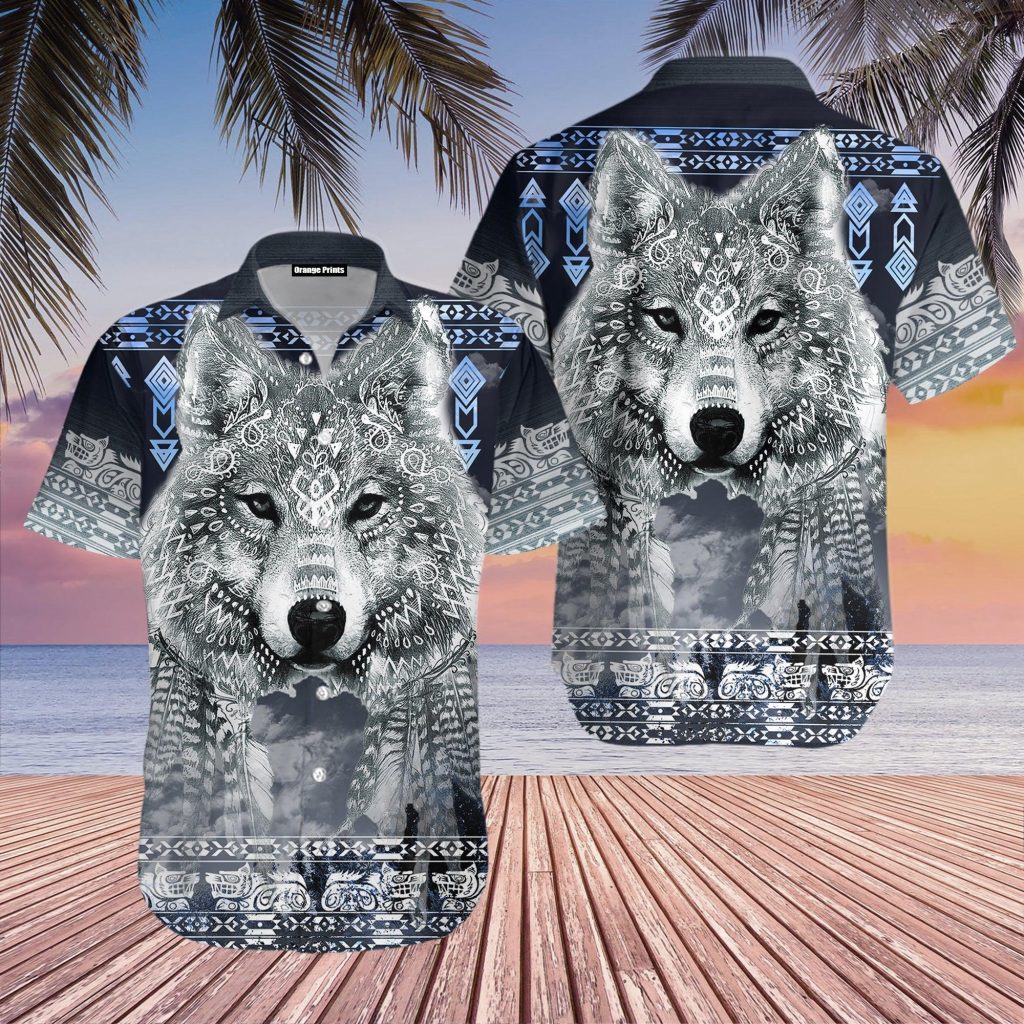 Native American Wolf Hawaiian Shirt | For Men & Women | HW3927