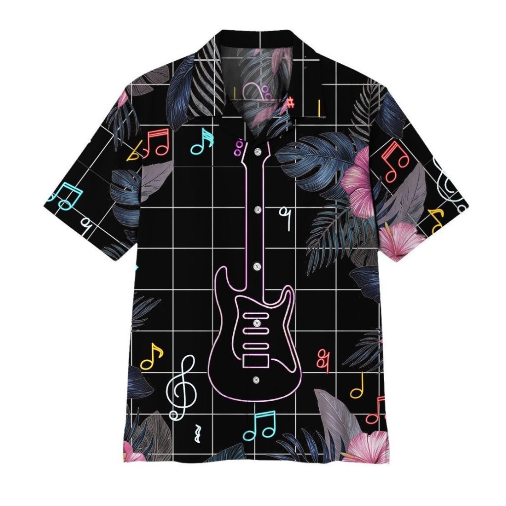 Neon Electric Guitar Hawaiian Shirt | For Men & Women | HL1168