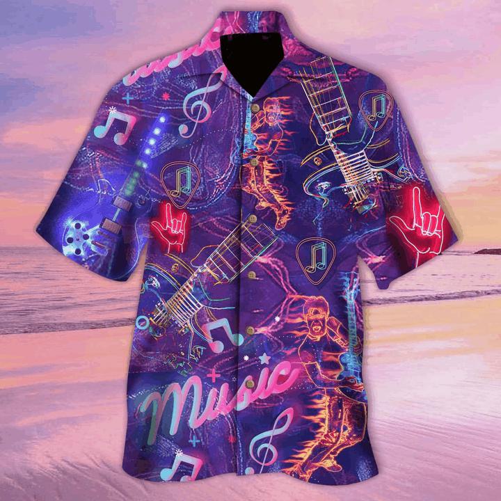Neon Electric Guitar Hawaiian Shirt | For Men & Women | HW3974