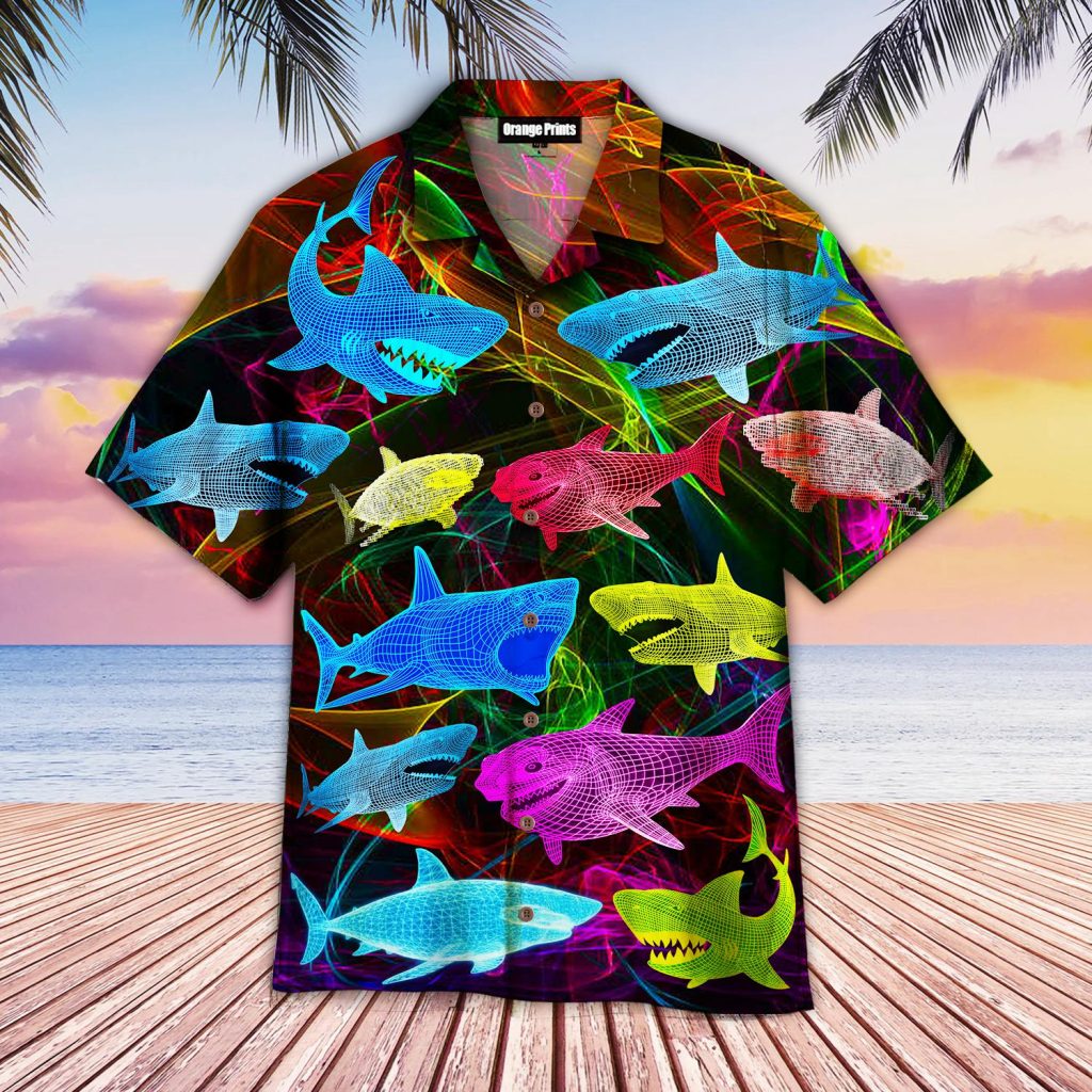 Neon Glowing Shark Hawaiian Shirt | For Men & Women | WT9022