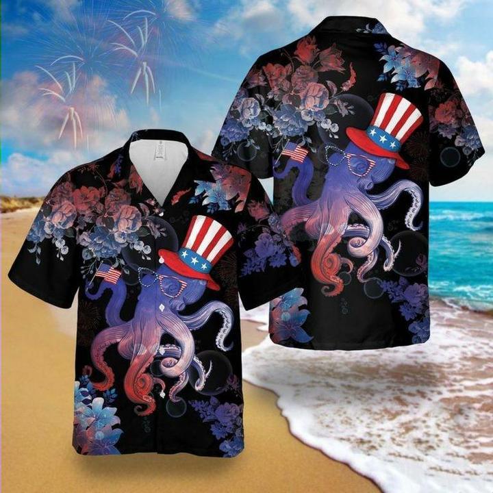 Octopus 4th Of July Hawaiian Shirt | For Men & Women | HW4286
