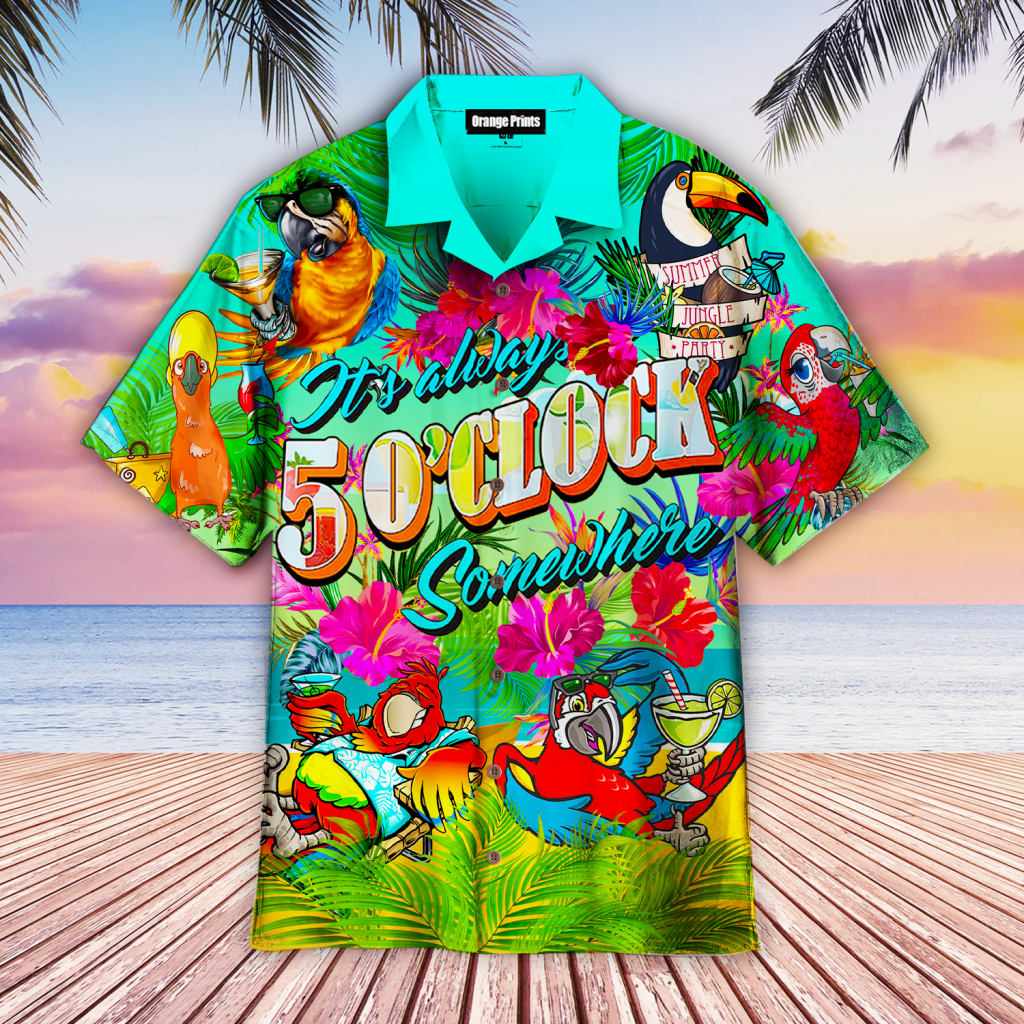 Parrots It's Five Oclock Somewhere Cocktails Hawaiian Shirt | For Men & Women | WT8067