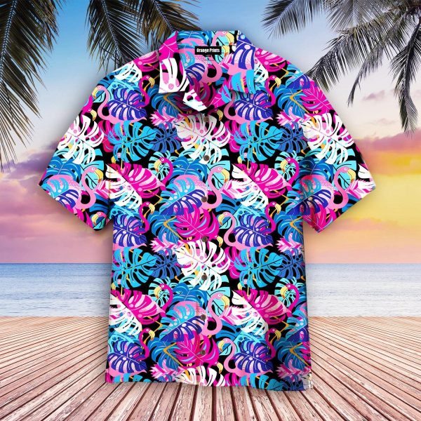 Pink Flamingos With Tropical Leaves Hawaiian Shirt | For Men & Women | WT6427