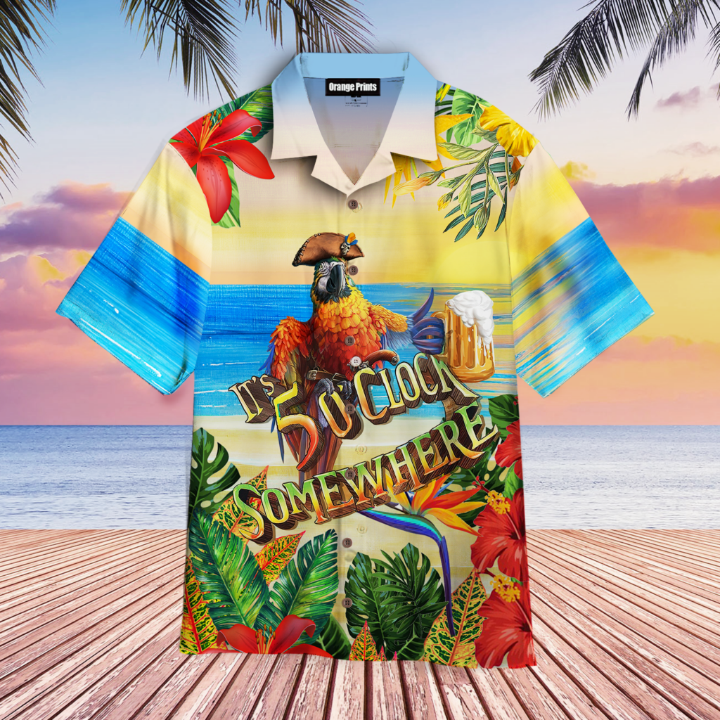 Pirate Parrot It’s Always 5 O’clock Somewhere Hawaiian Shirt | For Men & Women | HL2661