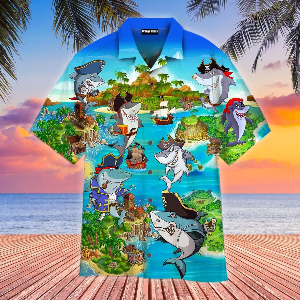 Pirates Shark In Summer Hawaiian Shirt | For Men & Women | WT9524