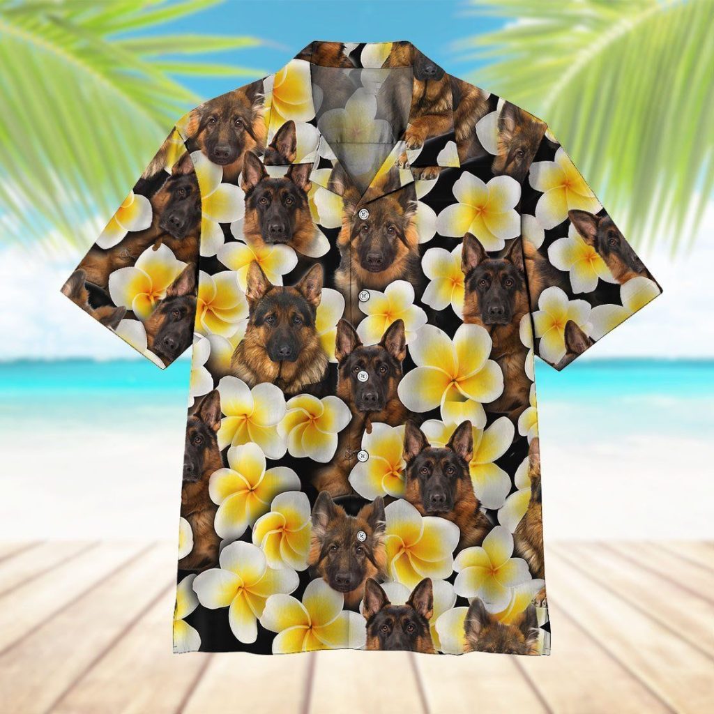 Plumeria German Shepherd Hawaiian Shirt | For Men & Women | HW6764