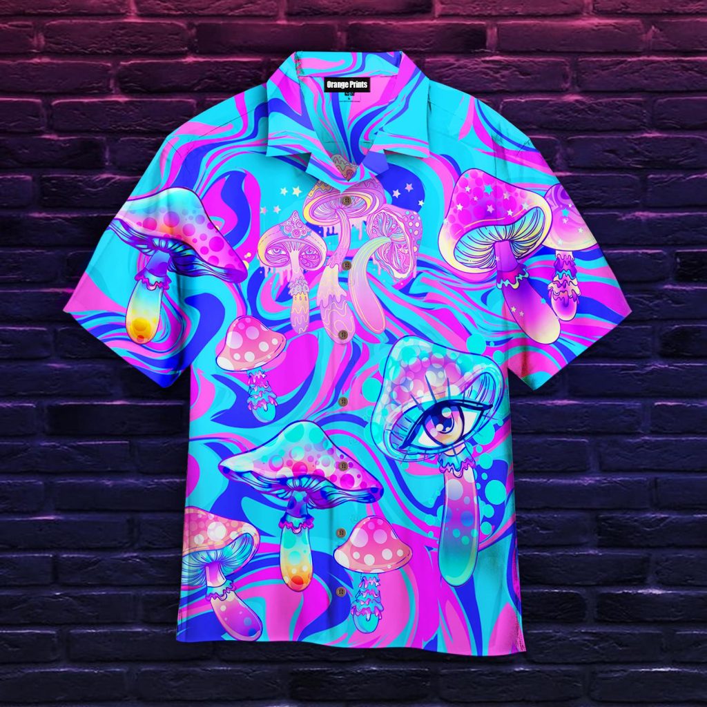 Psychedelic Art Magic Mushroom Trippy Hippie Hawaiian Shirt | For Men & Women | WT1610