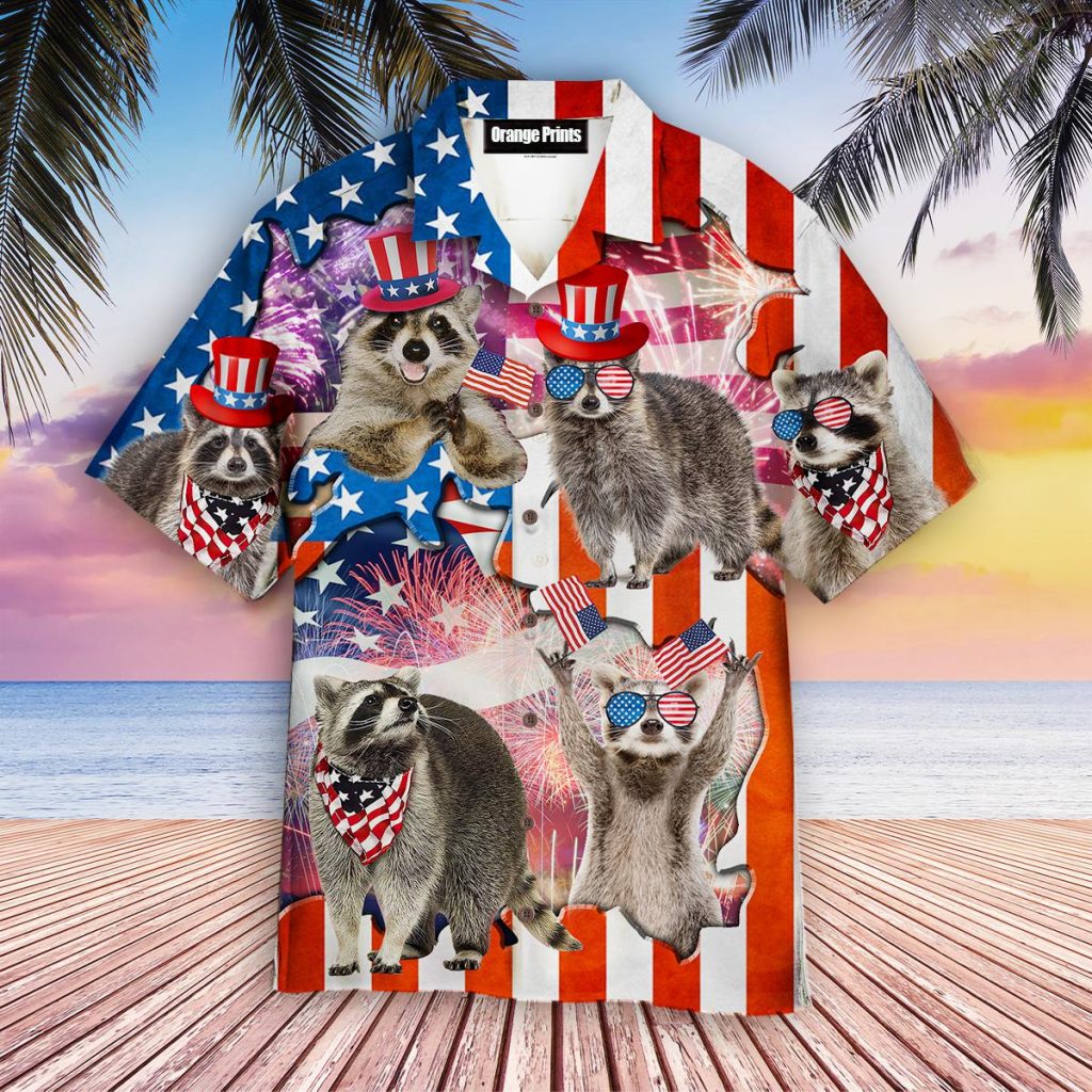 Raccoon Love America 4th Of July Hawaiian Shirt | For Men & Women | WT4077