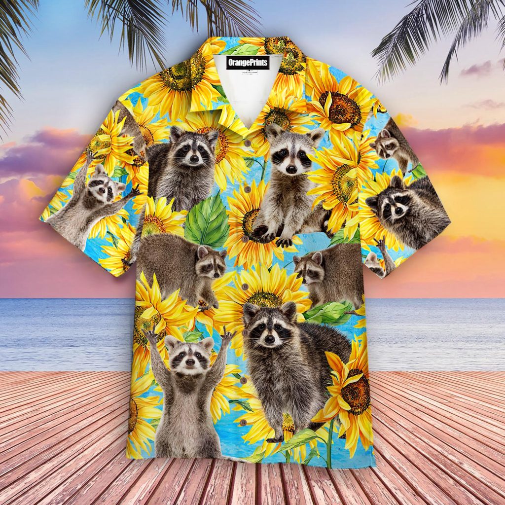 Raccoon Loves Sunflower Hawaiian Shirt | For Men & Women | WT4072