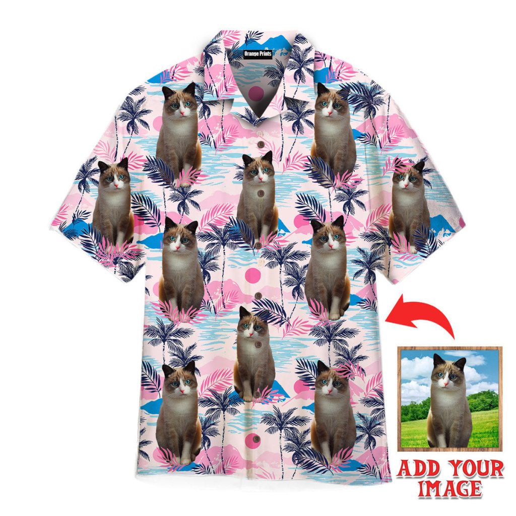 Ragdoll Cat On Pink Palm Tree Tropical Island Custom Hawaiian Shirt | For Men & Women | HWP1101