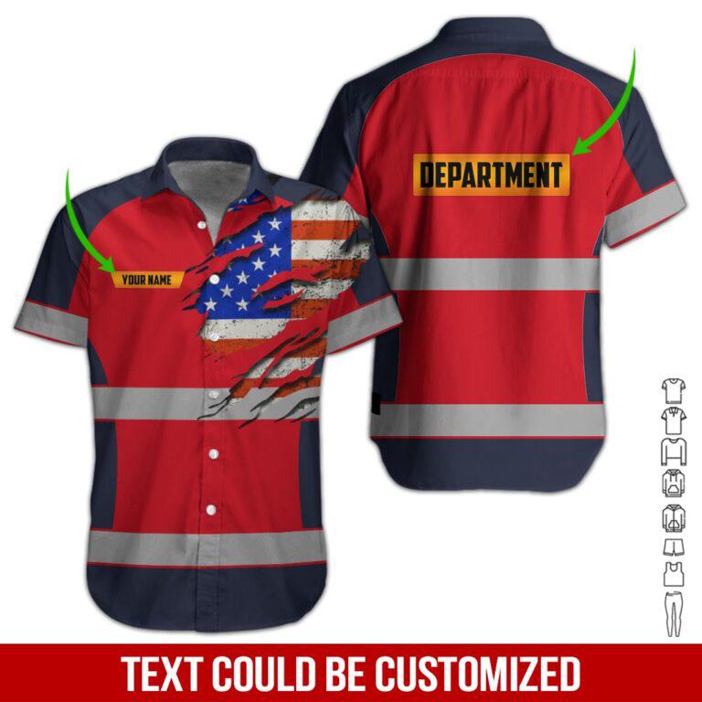 Red American Workwear Style Custom Hawaiian Shirt | For Men &amp; Women | HN3473
