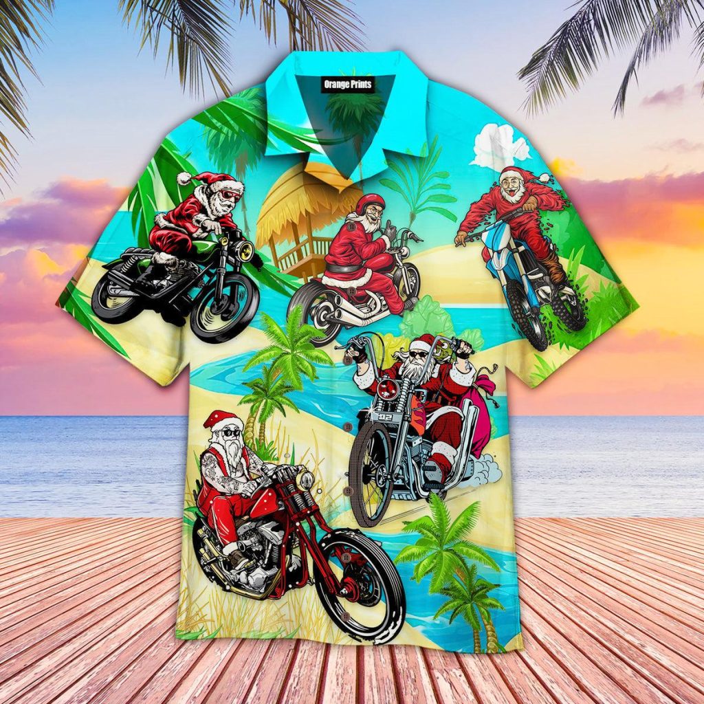 Santa Bike Motocross Christmas In July Hawaiian Shirt | For Men & Women | WT9138