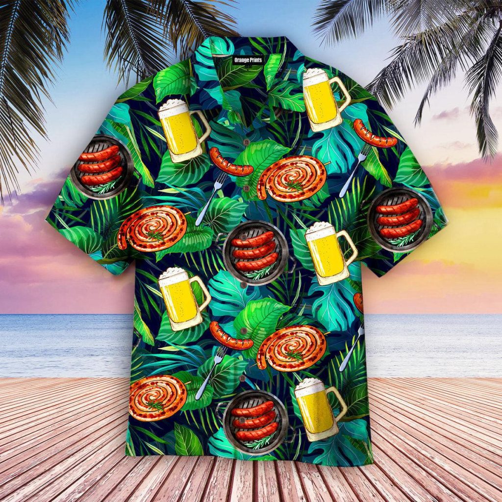 Sausages And Beer Big Set Of Barbeque Party Food Hawaiian Shirt | For Men & Women | WT2113
