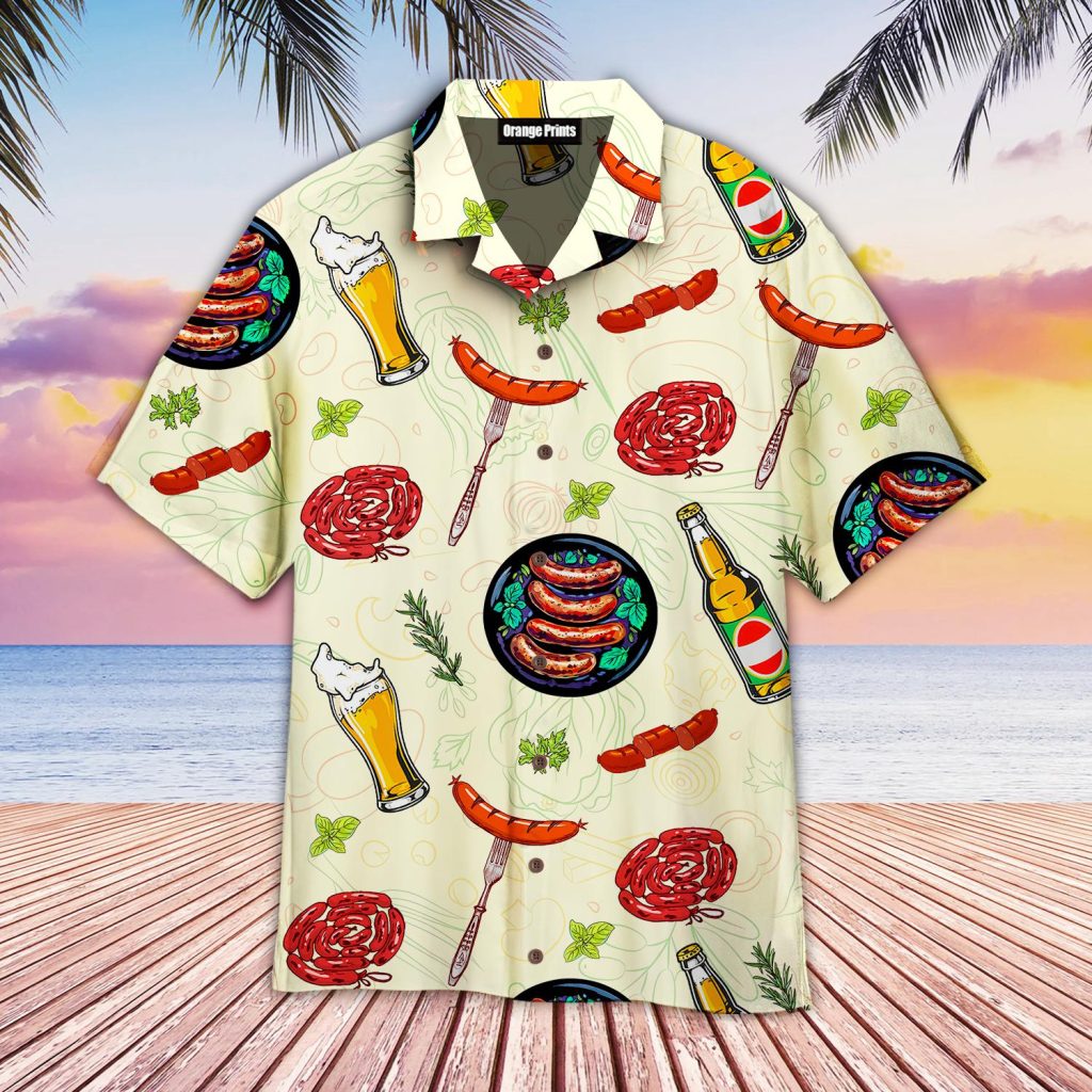 Sausages And Beer Big Set Of Barbeque Party Food Hawaiian Shirt | For Men & Women | WT9134
