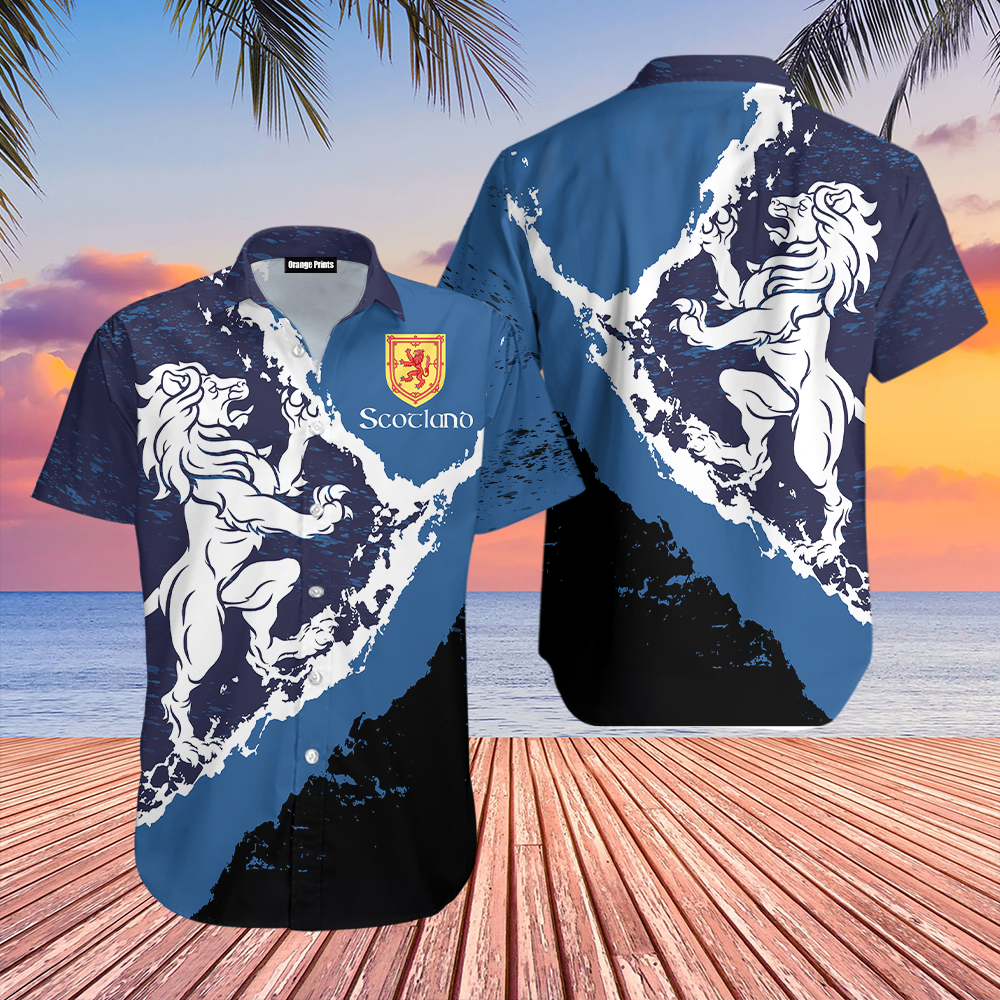 Scottish Lion Blue Hawaiian Shirt | For Men & Women | WT6024