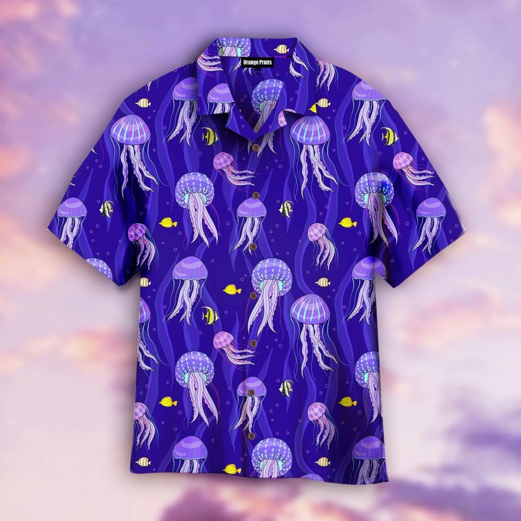 Sea Jellyfish On Dark Purple Hawaiian Shirt | For Men & Women | WT1297