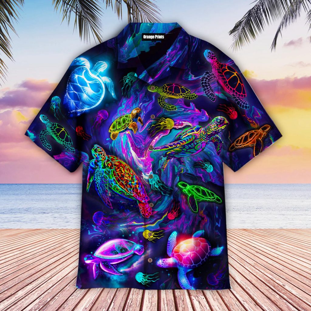 Sea Turtle Neon Colorful Hawaiian Shirt | For Men & Women | WT3076