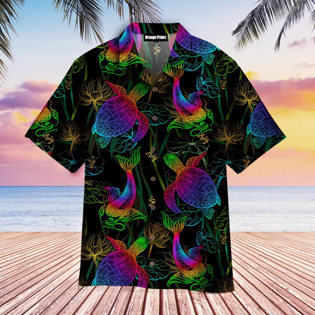 Sea Turtle Neon Hawaiian Shirt | For Men & Women | WT6191