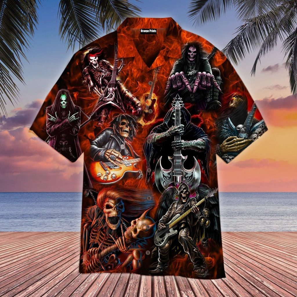 Skull Play Guitar Wild Spirit Hawaiian Shirt | For Men & Women | WT1758