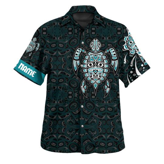 Spirit Turtle Blue Color Northwest Pacific Native American Custom Hawaiian Shirt | For Men & Women | HN3623