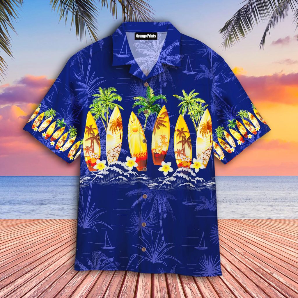Surfboard Blue Hawaiian Shirt | For Men & Women | WT1955