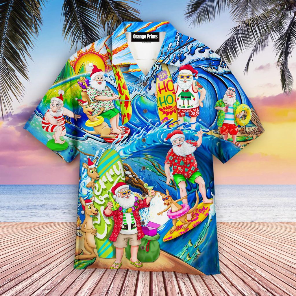 Surfing Funny Santa Christmas Hawaiian Shirt | For Men & Women | WT4069