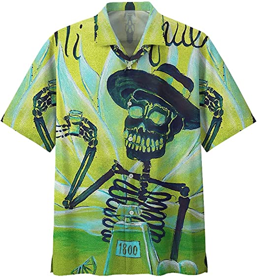 Tequila Mexicano Skeleton Art Camisa Tropical Hawaiian Shirt | For Men & Women | HL3219