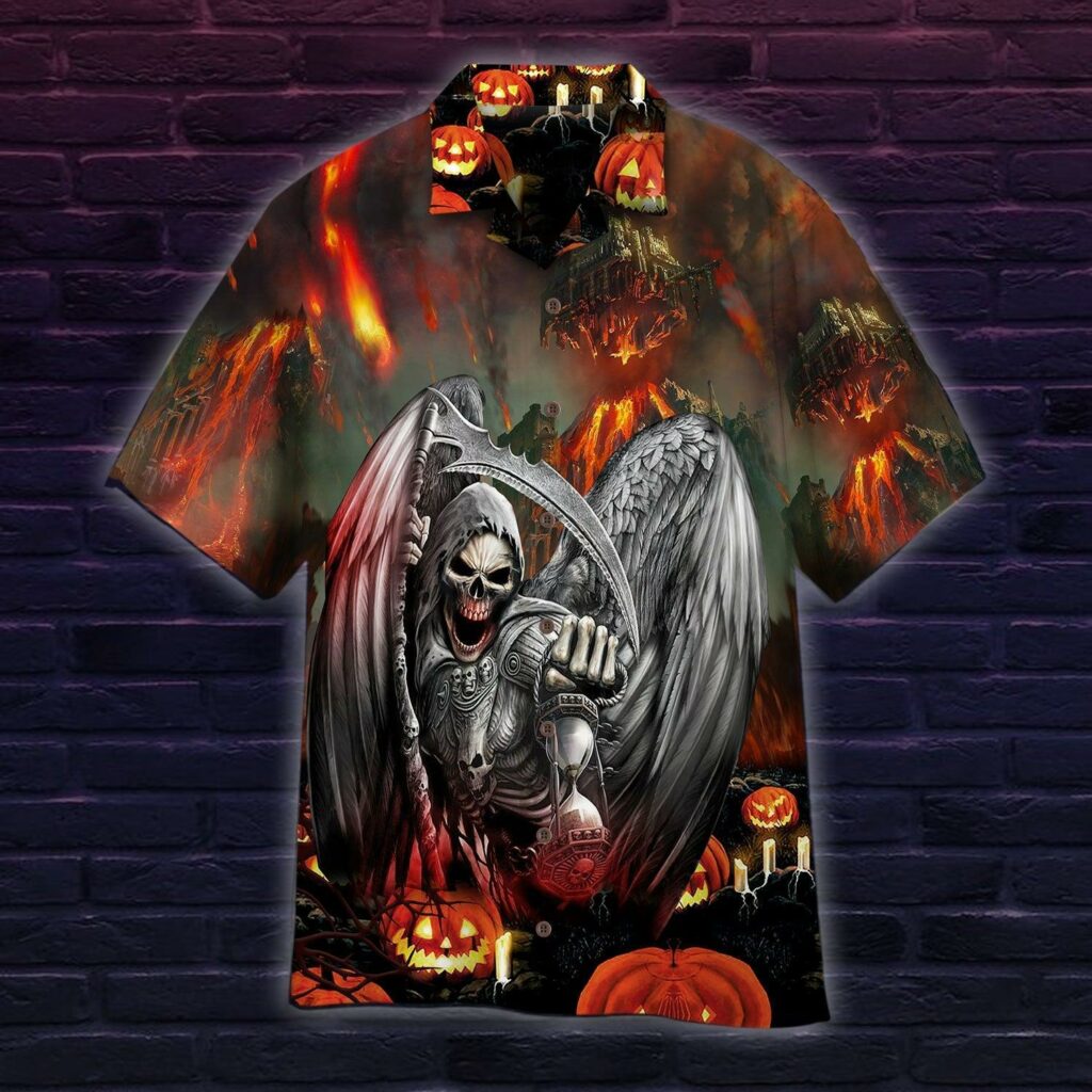The Grim Reaper Watcher Of Time Halloween Hawaiian Shirt | For Men & Women | HW9186