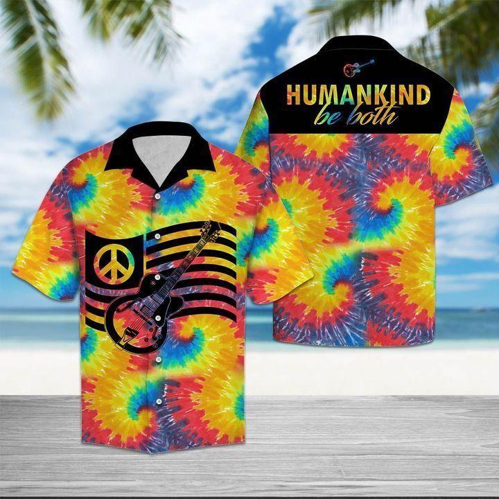 Tie Dye Hippie Guitar Peace Love Tropical Hawaiian Shirt | For Men & Women | HW4250