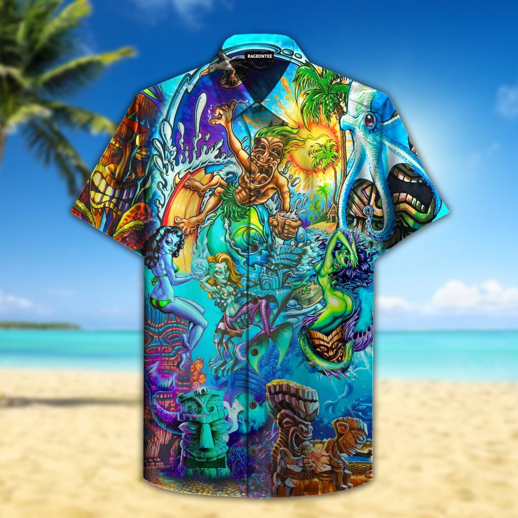 Tiki And Mermaid Island Hawaiian Shirt | For Men &amp; Women | HW4214