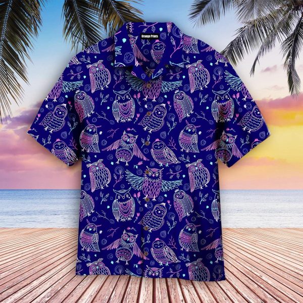 Tropical Colorful Neon Owl Hawaiian Shirt | For Men & Women | WT6405