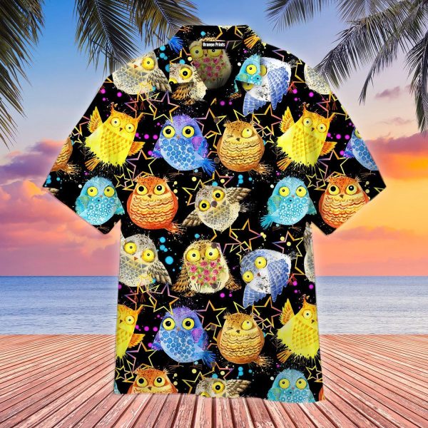 Tropical Colorful Neon Owl Hawaiian Shirt | For Men & Women | WT6411