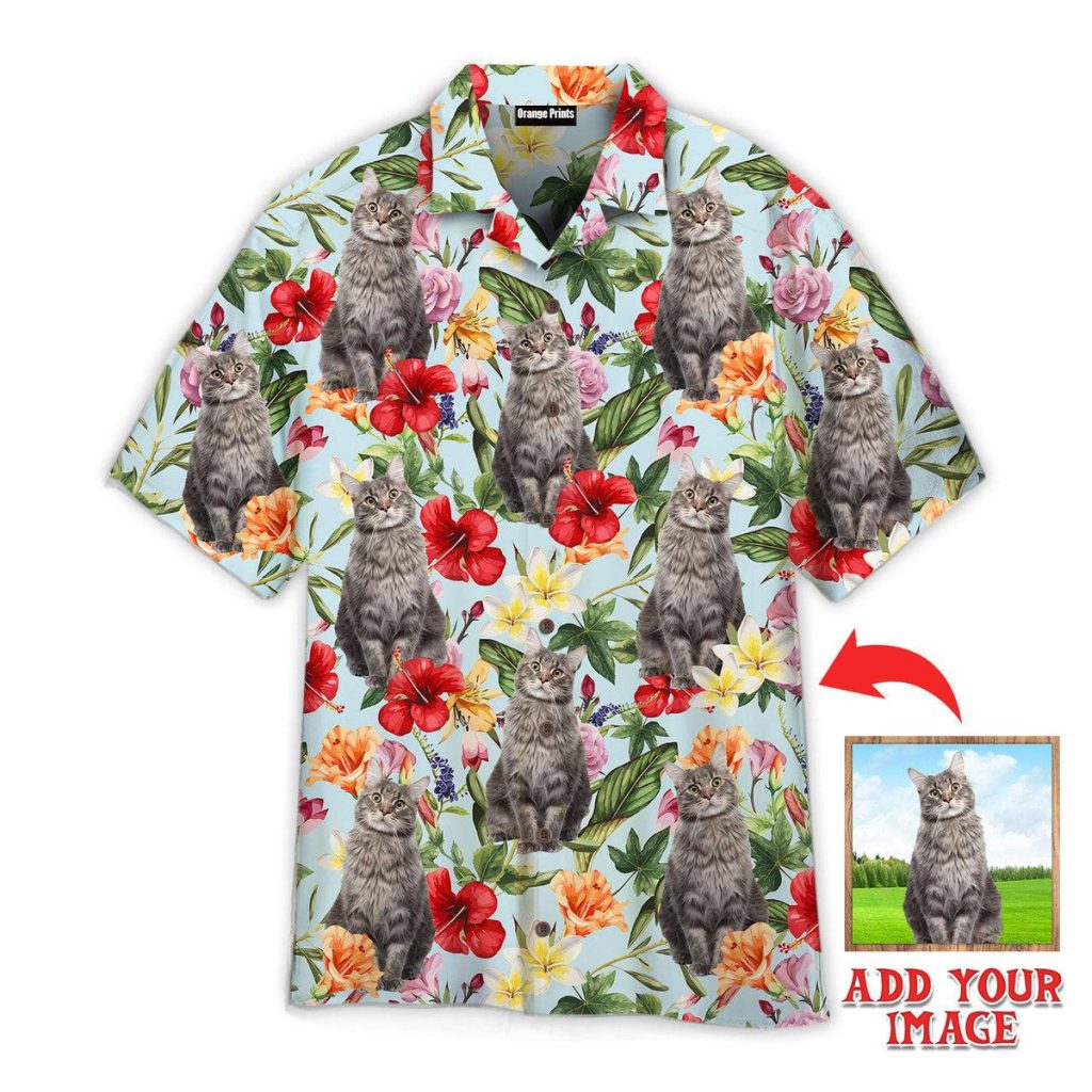 Tropical Flowers Maine Coon Cats Custom Hawaiian Shirt | For Men & Women | HWP1077