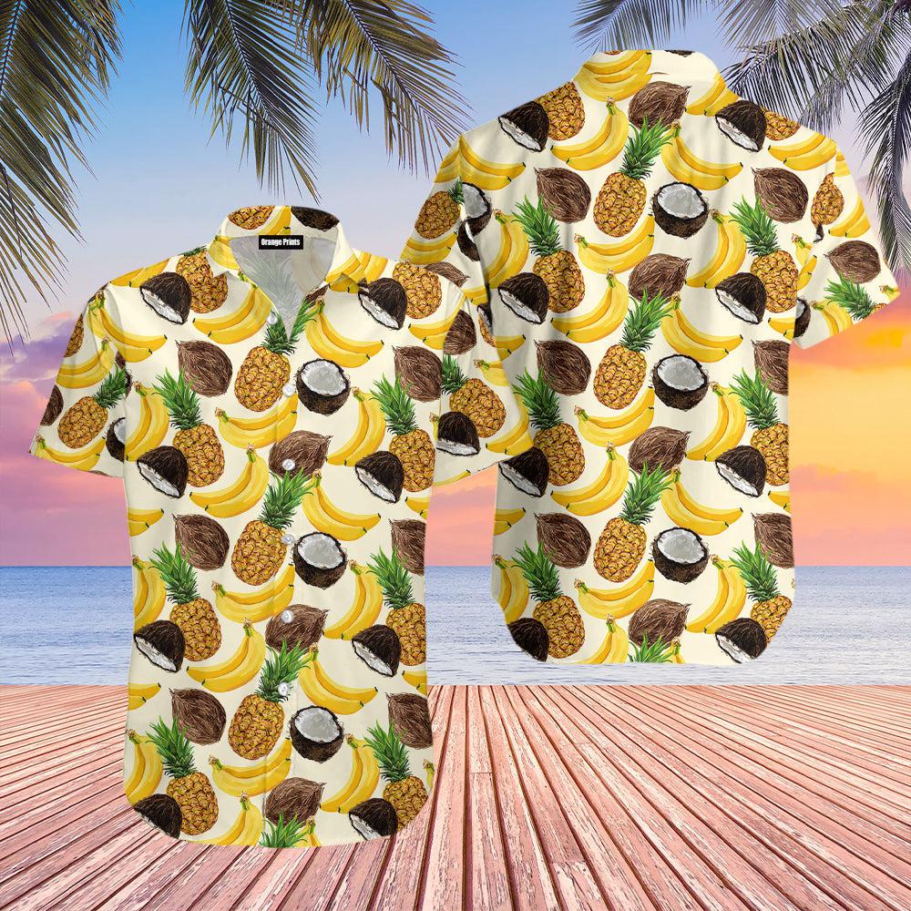 Tropical Fruits Pineapple Banana Hawaiian Shirt | For Men & Women | HW9918