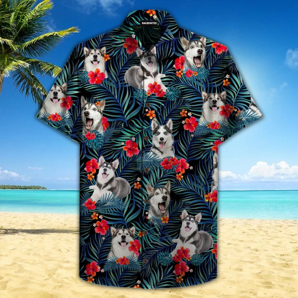Tropical Husky Hawaiian Shirt | For Men & Women | HW4503