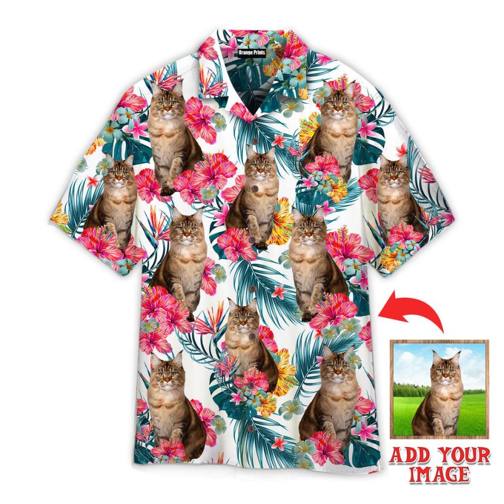 Tropical Leaves And Flowers Maine Coon Cats Custom Hawaiian Shirt | For Men & Women | HWP1080