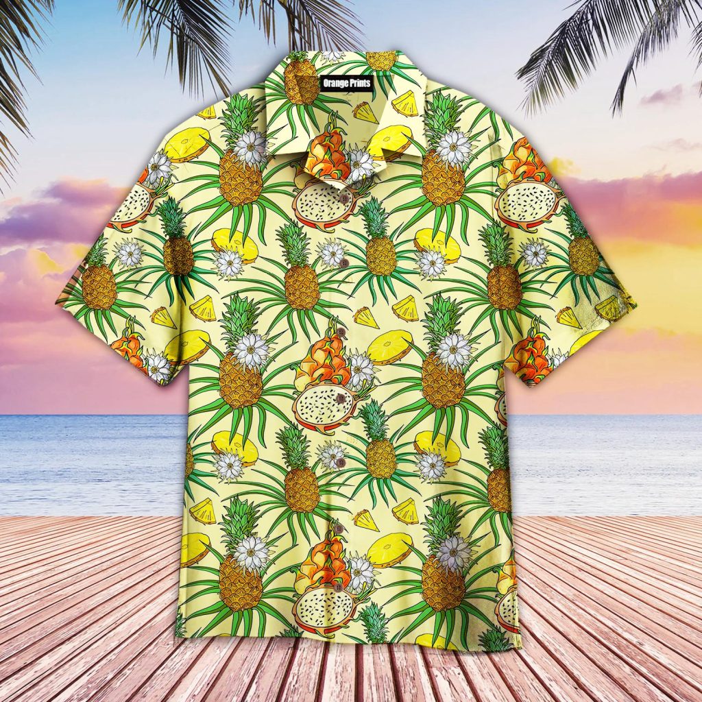Tropical Pineapple Red Dragon Fruit Hawaiian Shirt | For Men & Women | WT6225