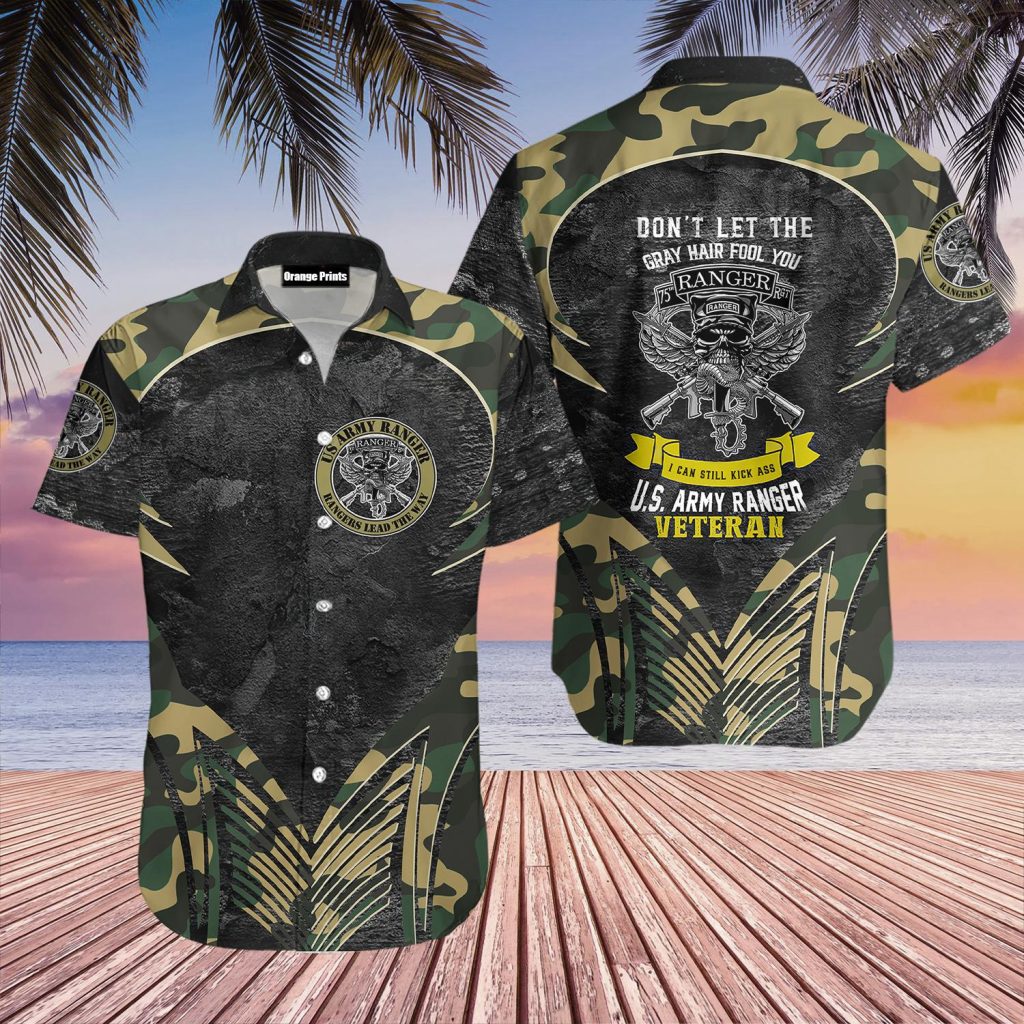 US Army Ranger Veteran Camo Hawaiian Shirt | For Men & Women | WT6595