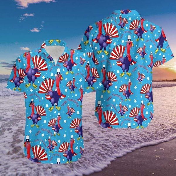 US Flag Turkeys Thanksgiving Aloha Hawaiian Shirt | For Men & Women | HL2954