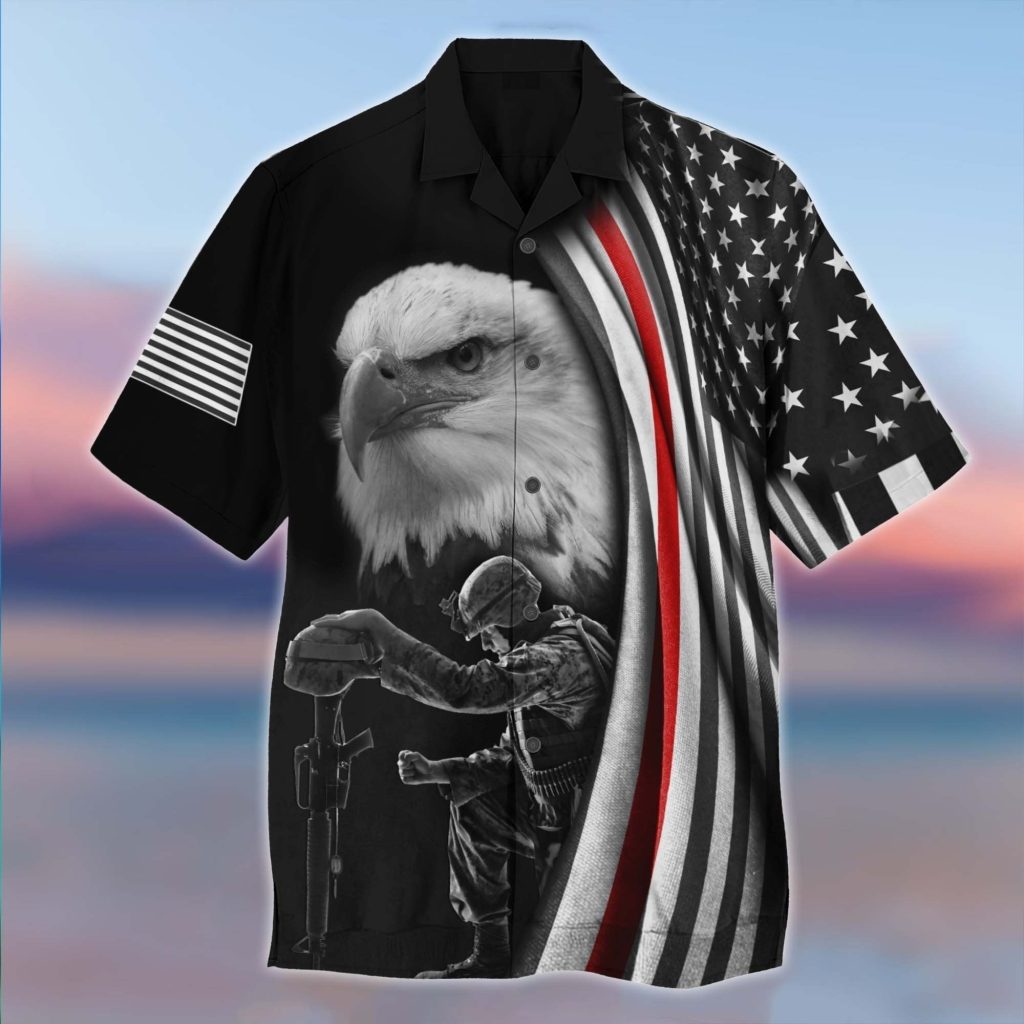 US Veteran Dark Eagle Hawaiian Shirt | For Men &amp; Women | HW8513