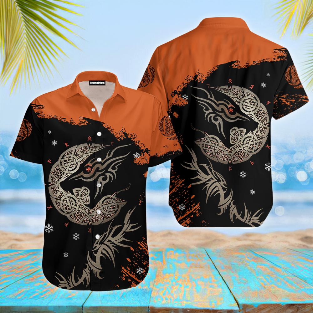 Viking Fenrir Wolf On Fire Hawaiian Shirt | For Men & Women | WT5224