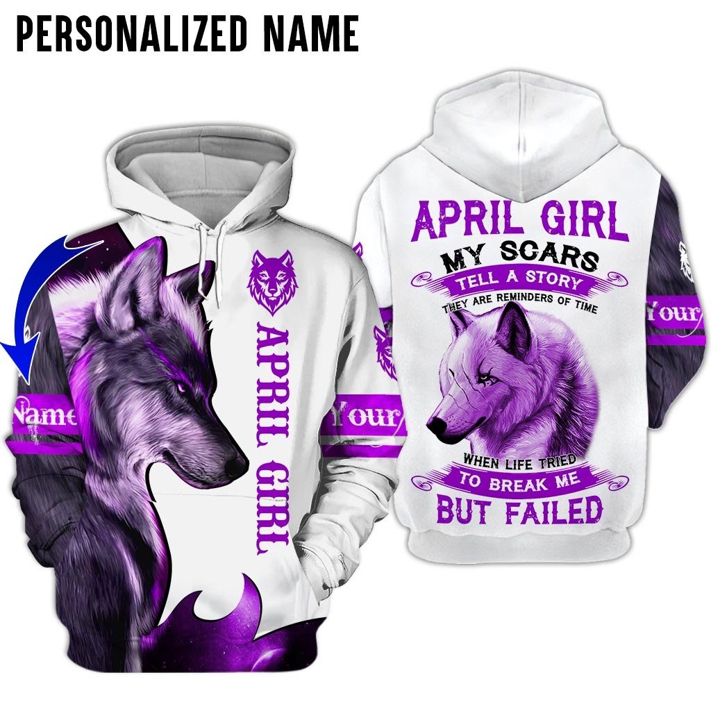 Wolf April Girl Custom Name All Over Print | For Men & Women | CN2351