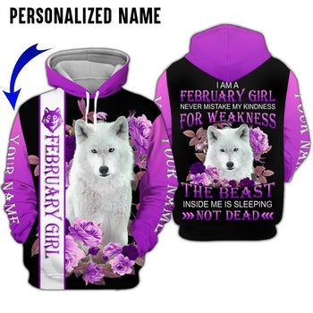 Wolf February Girl Custom Name All Over Print | For Men & Women | CN1623