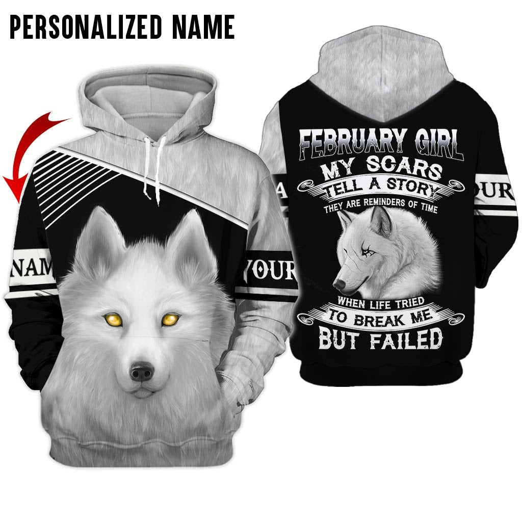 Wolf February Girl Custom Name All Over Print | For Men & Women | CN1632