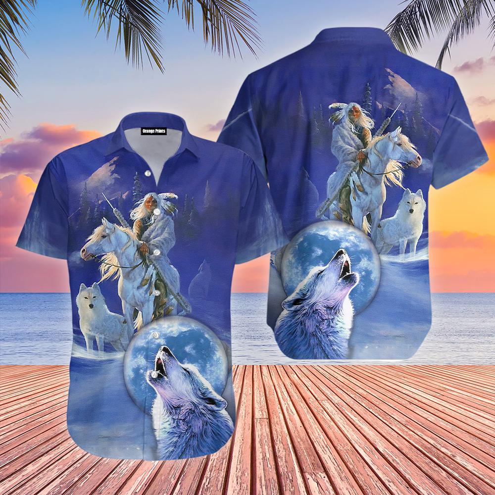 Wolf Native American Hawaiian Shirt | For Men &amp; Women | WT5152