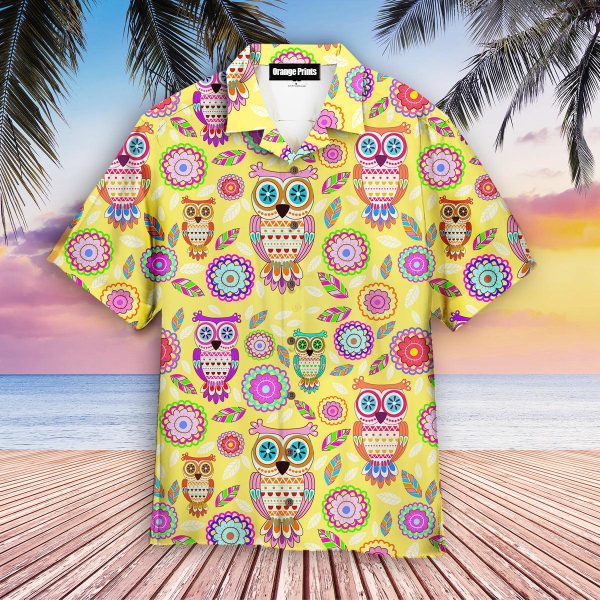 Yellow Owl And Flowers Hawaiian Shirt | For Men & Women | WT6420