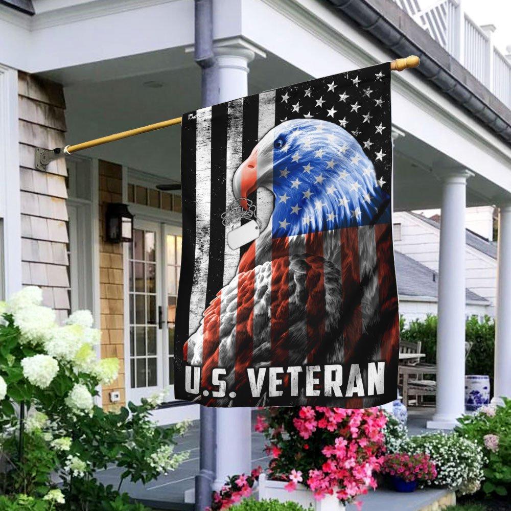 American Eagle US Veteran House Flag | Flax Polyester | Waterproof | Machine Washable | HF3263
